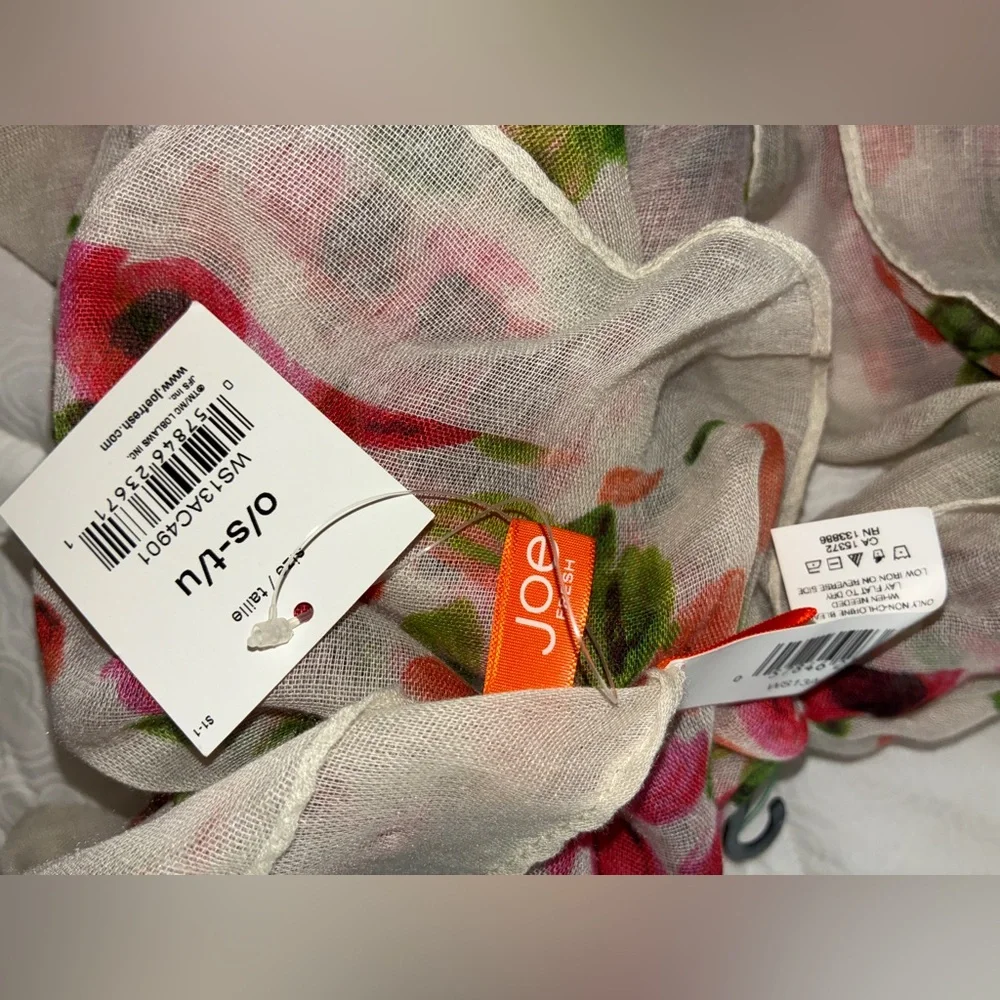 Joe Fresh Floral Scarf with Pink and Green Accents‎